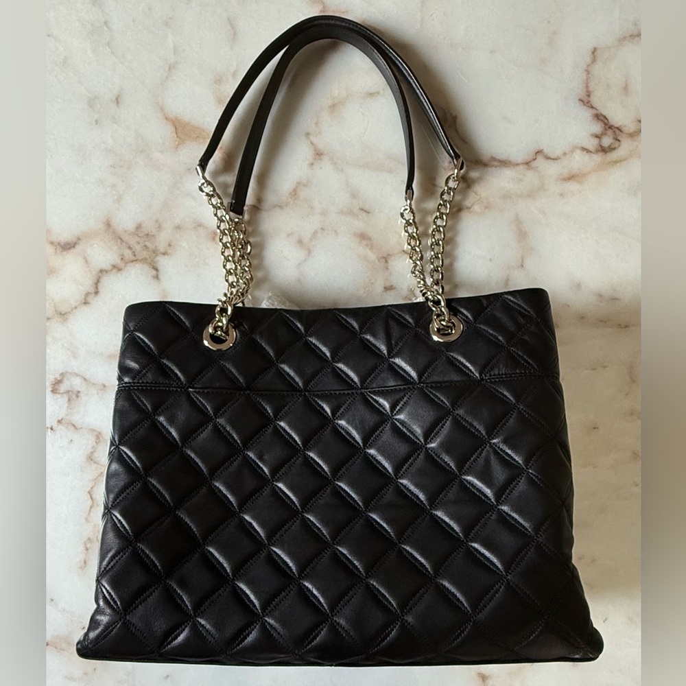 Kate Spade Black Quilted Tote with Gold Chain - Picture 2 of 7